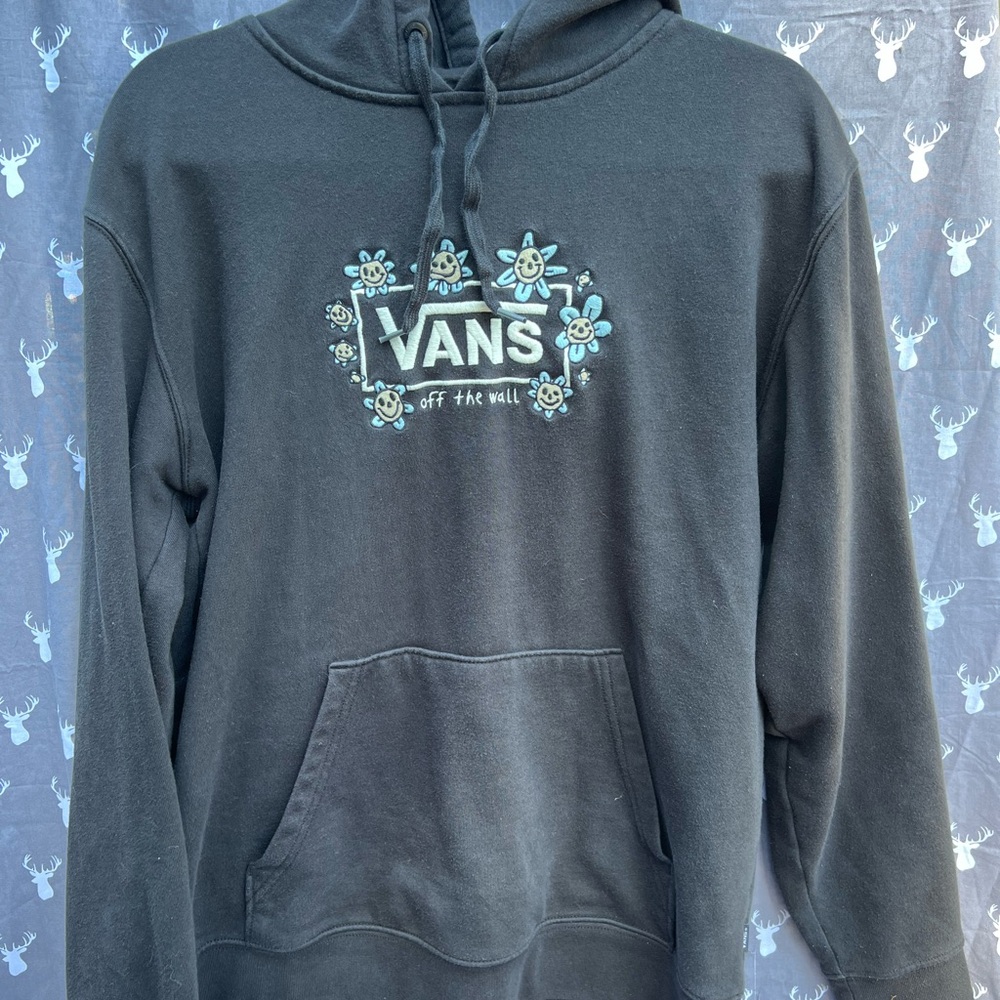 Vans Black Hoodie with Floral Logo
